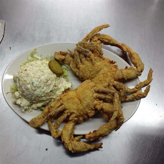 fried crab with coleslaw