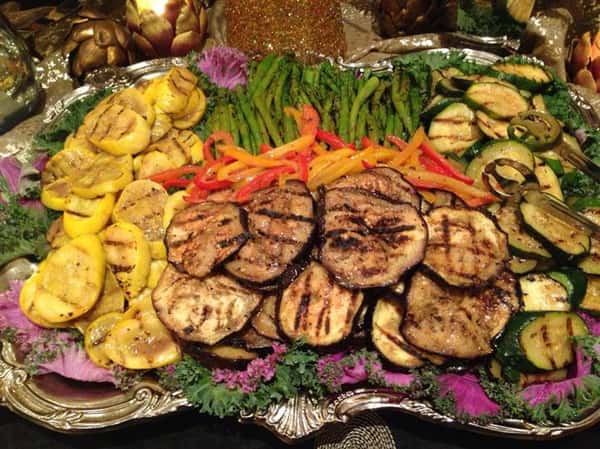 assortment of grilled vegetables on a tray