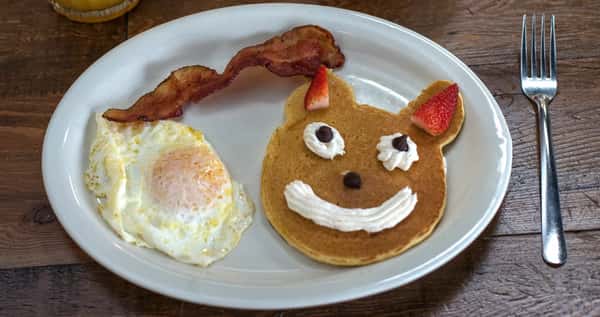 Pancakes with egg and bacon