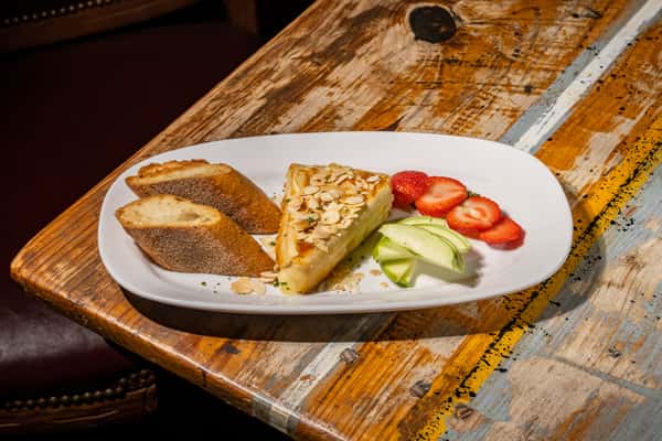 phyllo-wrapped brie, served with seasonal fruit