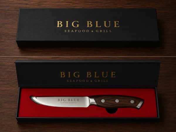 Big Blue Seafood And Grill Steak Knife Gift Box