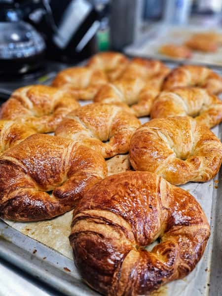 Tray of butter croissants