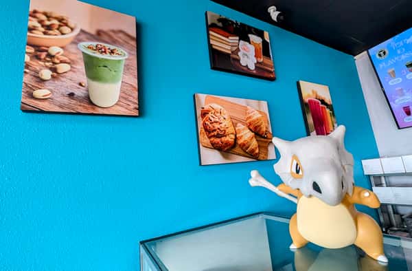 Canvas art on walls and life size Cubone statue