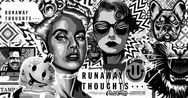 black and white image with noir womens faces