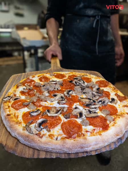 pepperoni pizza with mushrooms