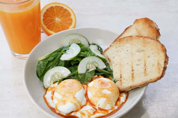 Sunshine Breakfast Eggs (Turkish Eggs +  Orange Juice Large)