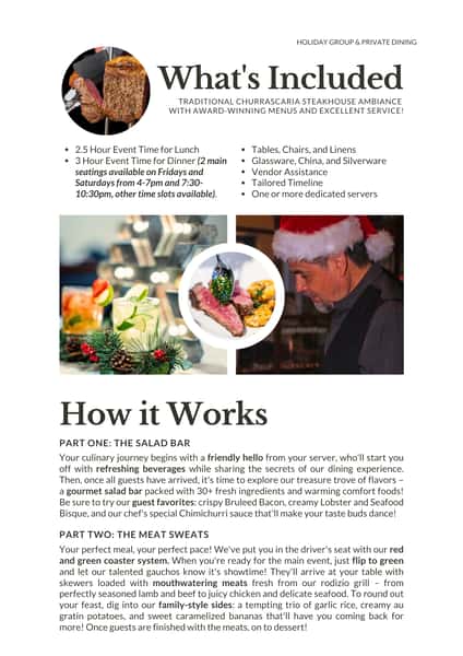 Holiday Private Dining Menus - Houston Area - Whats Included and How it Works