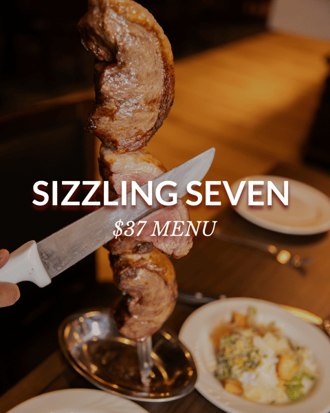 Photo shows picanha being cut off skewer