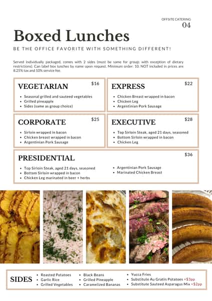6 Boxed Lunches - Catering Menu