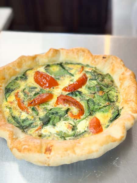 Spinach, Sun Dried Tomato, and Goat Cheese Quiche