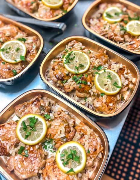 Lemon Garlic Chicken Thighs with Wild Rice