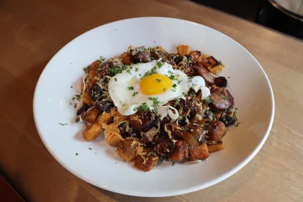 Hash Browns and fried egg