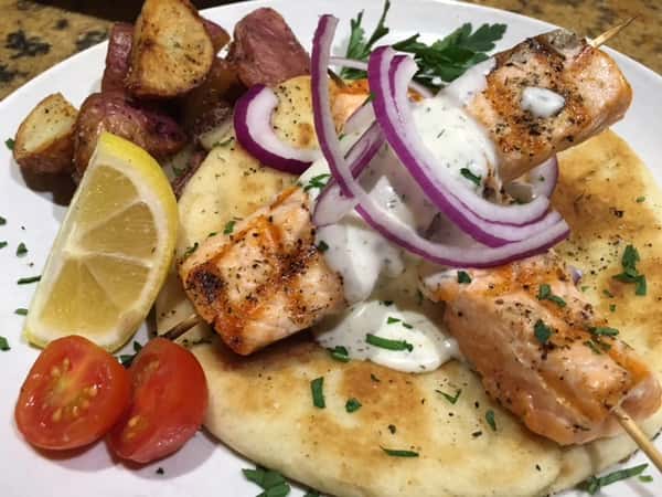 Salmon Souvlaki