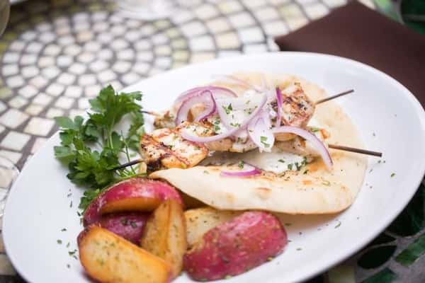 CHICKEN SOUVLAKI, LUNCH
