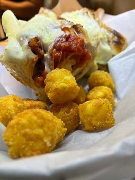 Sandwich Melt with tater tots