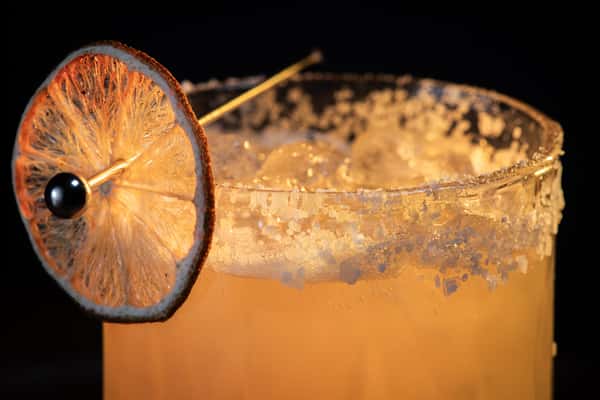 Margarita with a dehydrated lime wheel