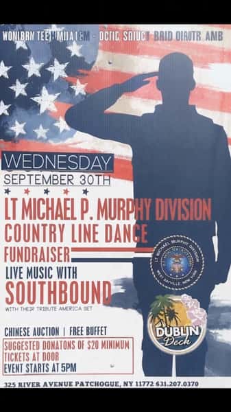 Join us September 30th
Lt. Michael P Murphy Division
Line dance fundraiser 
Live music by Soutbbound 
Raffles, buffet starting at 5pm
$20 suggested donation at the door