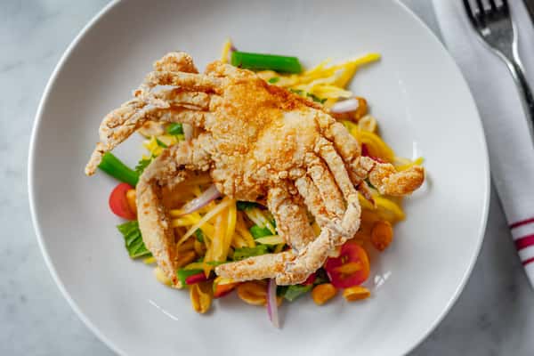 fried Softshell crab mango papaya salad