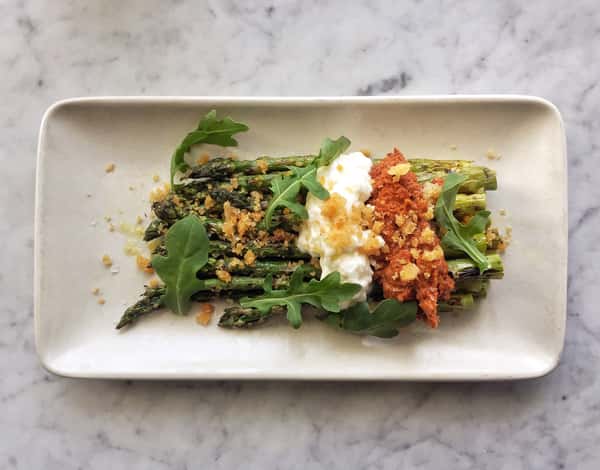 asparagus romesco burrata