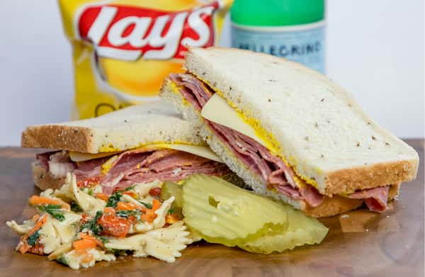 CORNED BEEF & SWISS ON RYE W/SALAD