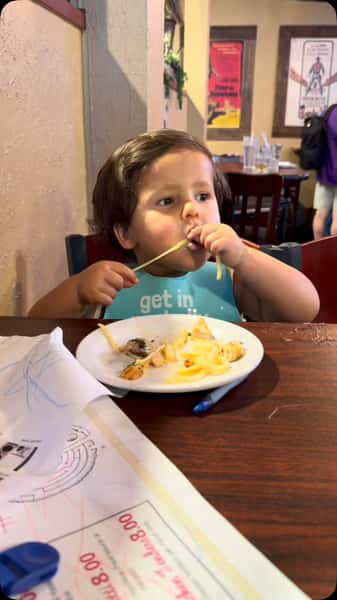 He sure did slurp that long noodle 🥹🤪 #babyfever #pasta #houstonheights #spaghettiwestern #italianfood