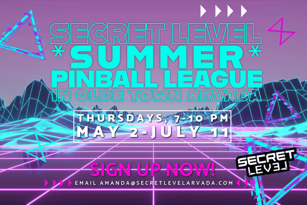 Event Image for the 2024 Summer Pinball League at Secret Level.