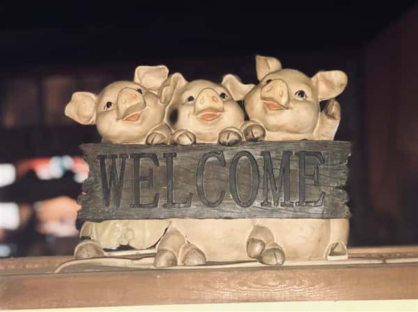 Pig Welcome Sign