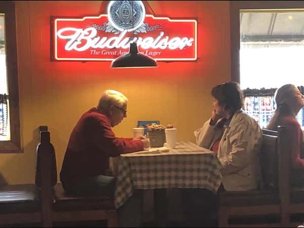Two people at table