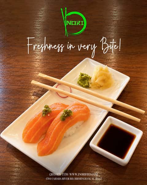 Sometimes, the simplest bites are the best. 🍣
Your next sushi craving starts at NORI Thai & Sushi!
📍 4704 Cahaba River Rd, Birmingham, AL 35243 | 📞 (205) 970-7570
📲 Order online today at www.inorified.com and save 10%.
Picture by @eatingwithamybham
#NORIThai #NORI #FreshSushi #SalmonNigiri #SushiLovers #BirminghamEats #BirminghamFoodie #BirminghamRestaurants