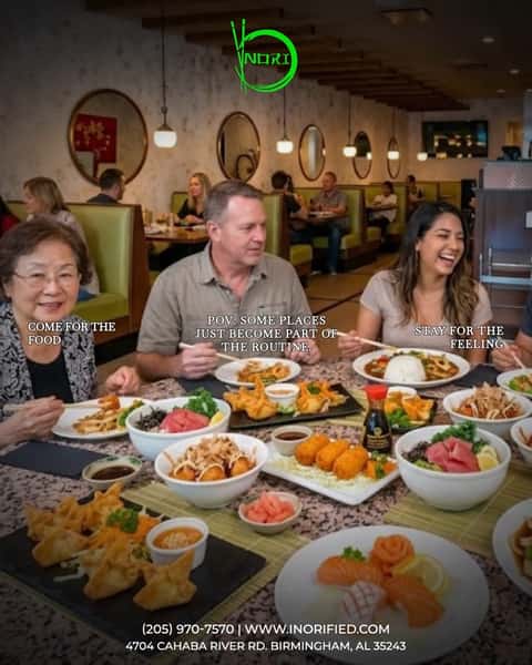 Some places slowly become part of your routine. 💚
Birmingham, thank you for making NORI part of your moments — the casual catch-ups, date nights, celebrations, and those “let’s just go to NORI” kind of evenings.
Having you come back time and time again means more than you know. 🥢
📲 Order online today at www.inorified.com and save 10%.
📞 (205) 970-7570 | 🌐 www.inorified.com
📍 4704 Cahaba River Rd, Birmingham, AL 35243