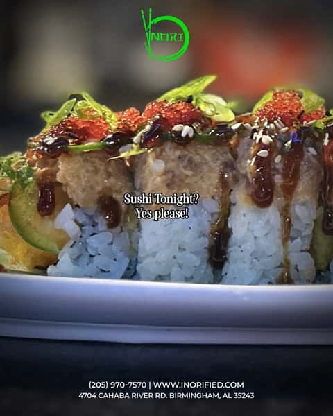 Whether it’s date night, dinner with friends, or just because you’re craving sushi, there’s always a reason to make it a NORI night. 💚
Your table is waiting at NORI Thai & Sushi! 🥢
📍 4704 Cahaba River Rd, Birmingham, AL 35243 | 📞 (205) 970-7570
📲 Order online today at www.inorified.com and save 10%.
#NORIThai #SushiTonight #BirminghamEats #BirminghamFoodie #SushiLovers #DateNightBirmingham