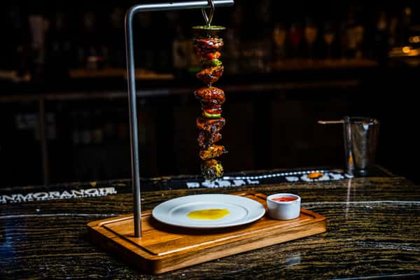 A hanging skewer of meat