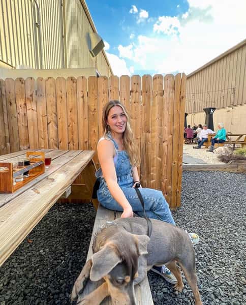 Enjoying the beer garden with dog