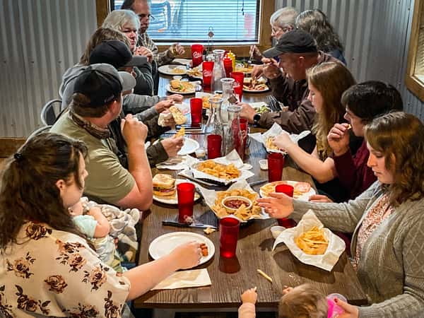 Large group eating