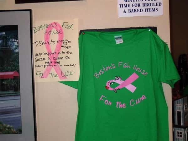 Boston Fish House Breast Cancer awareness t-shirt