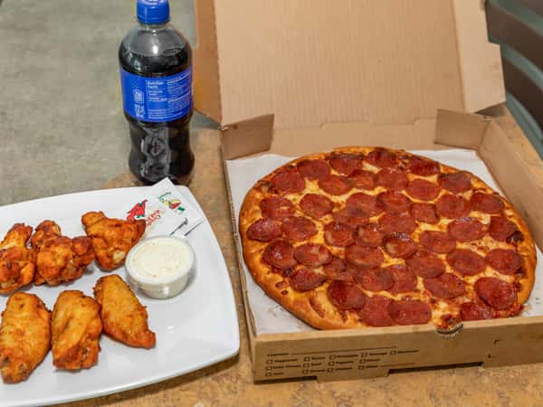 Pizza Party Pack (Medium Pizza and 6 Wings)