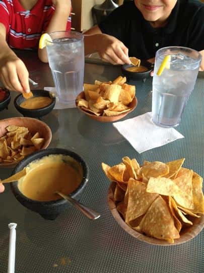 Nachos with dipping sauces