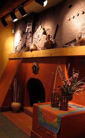 The fireplace and interior decoration of the restaurant