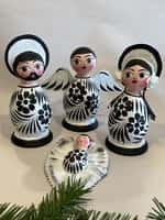 Black and White 4 Piece Nativity Scene Hand Painted