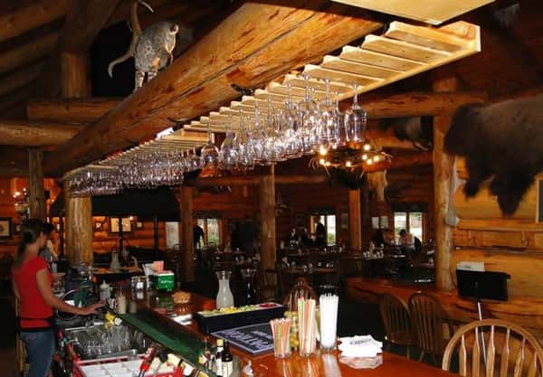 bar area with bartender preparing drinks