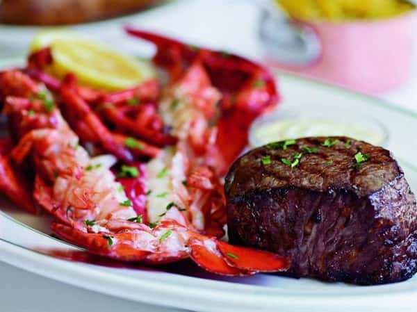 Surf n Turf platter with steak and lobster