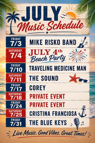 July 2026 music schedule