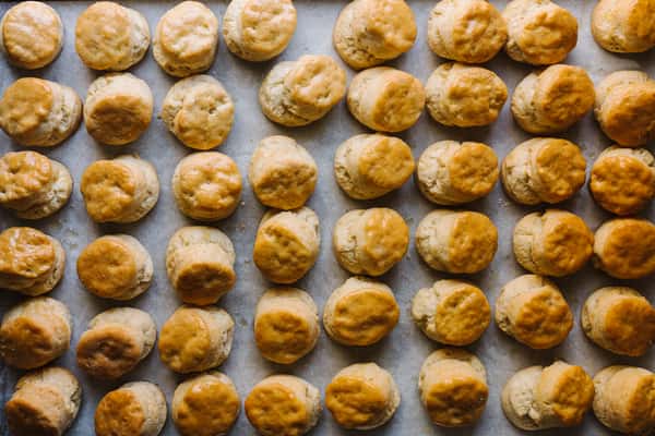 A sheet of biscuits
