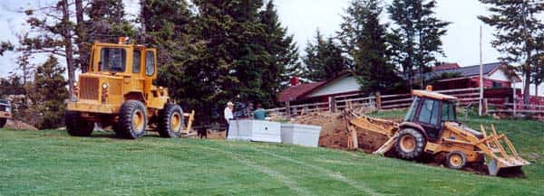 Construction building the golf course