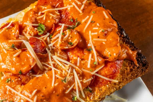 Open Faced Pepperoni sandwich