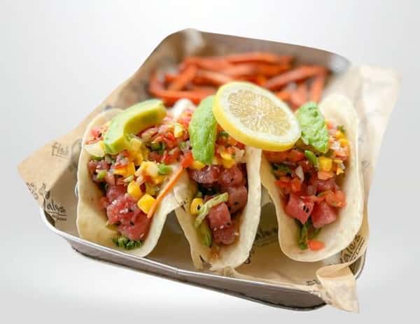 Three Tuna Poke Tacos