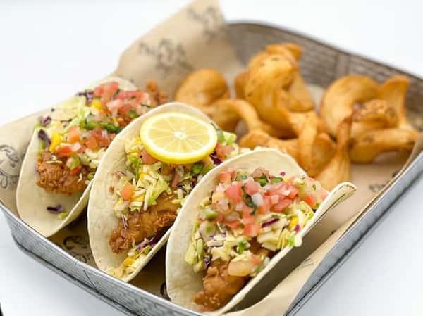 Three Baja Fish Tacos