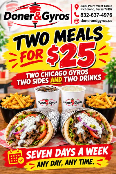 2 Meals for $25