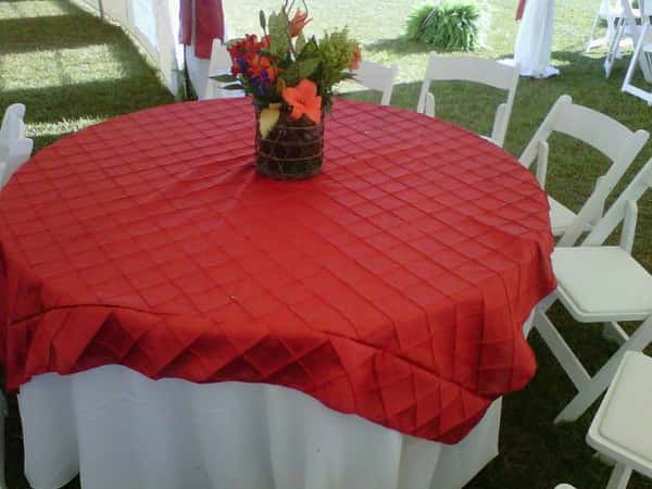 a table with a tablecloth
