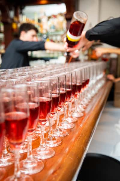 Row of drinks bartender